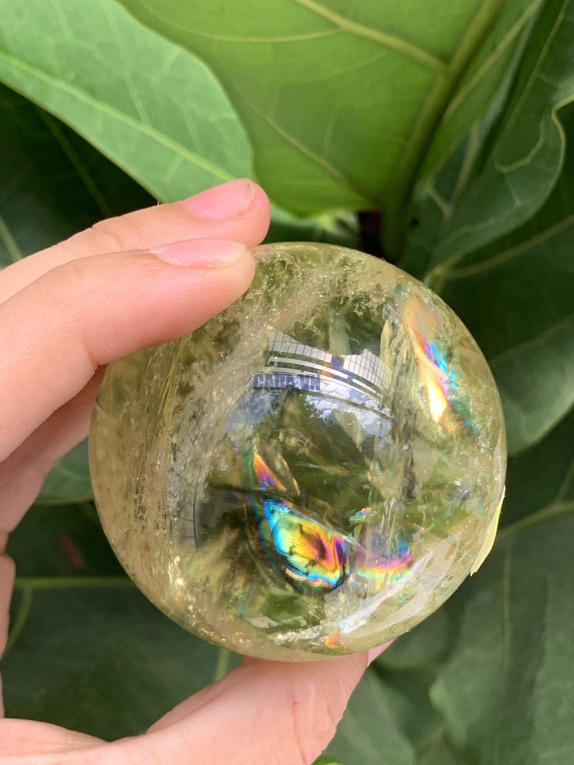 BI CẦU THẠCH ANH VÀNG – Citrine Sphere KL: 0,24 KG; ĐK: 5,5 cm (V09)