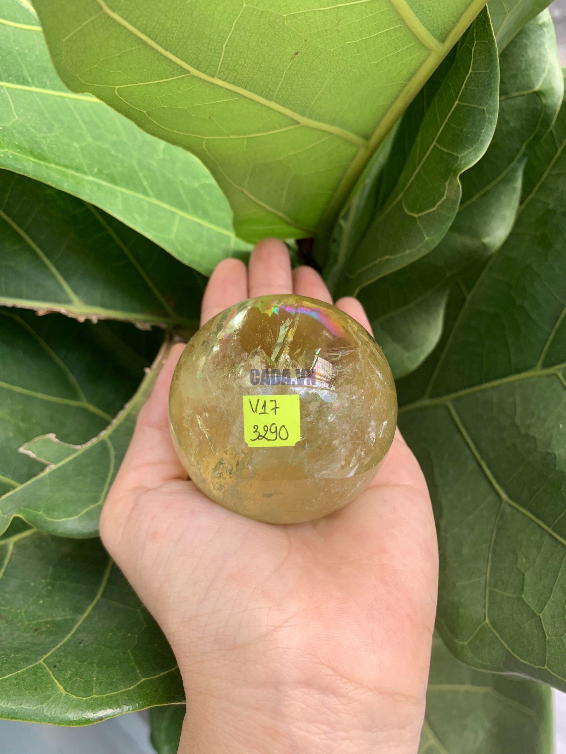 BI CẦU THẠCH ANH VÀNG – Citrine Sphere KL: 0,274 KG; ĐK: 5,8 cm (V17)