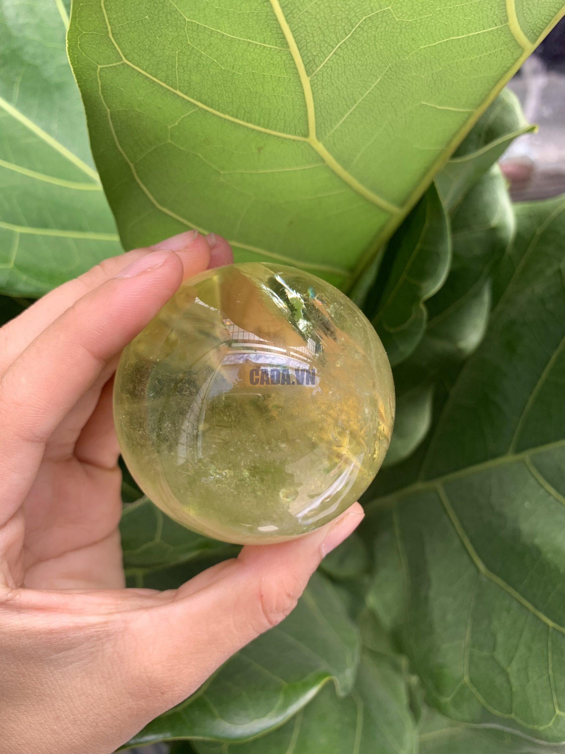 BI CẦU THẠCH ANH VÀNG – Citrine Sphere KL: 0,274 KG; ĐK: 5,8 cm (V17)