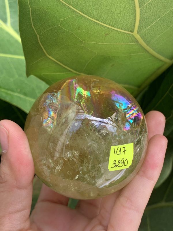BI CẦU THẠCH ANH VÀNG – Citrine Sphere KL: 0,274 KG; ĐK: 5,8 cm (V17)