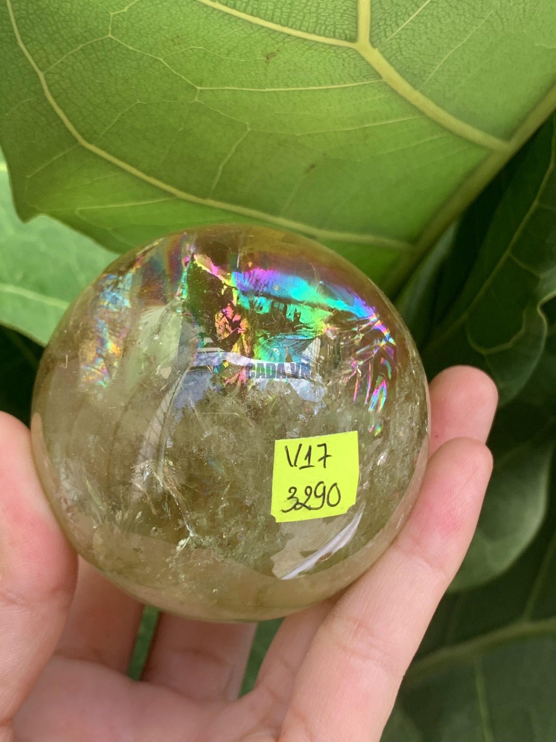 BI CẦU THẠCH ANH VÀNG – Citrine Sphere KL: 0,274 KG; ĐK: 5,8 cm (V17)