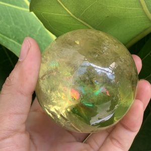 BI CẦU THẠCH ANH VÀNG – Citrine Sphere KL: 0,274 KG; ĐK: 5,8 cm (V17)