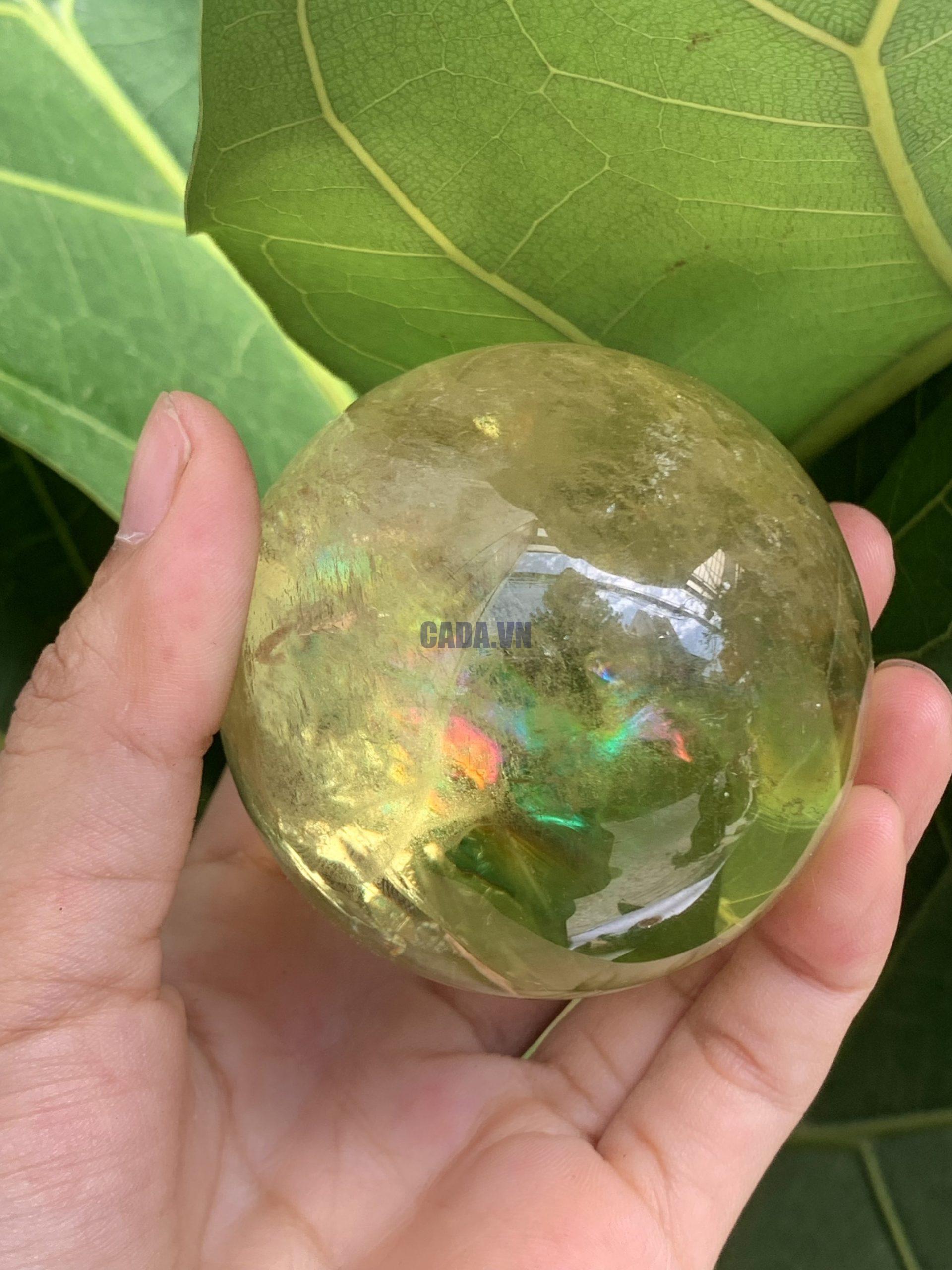 BI CẦU THẠCH ANH VÀNG – Citrine Sphere KL: 0,274 KG; ĐK: 5,8 cm (V17)