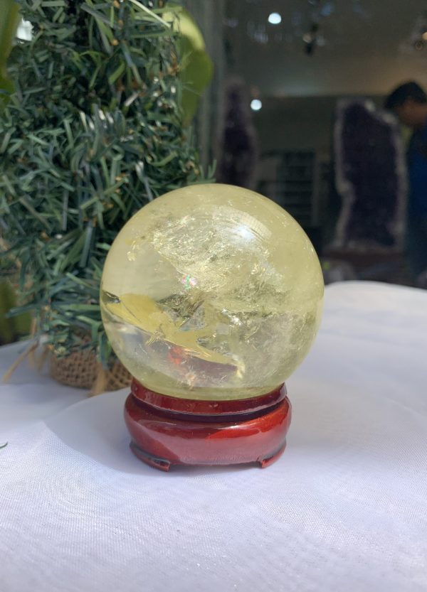 BI CẦU THẠCH ANH VÀNG – Citrine Sphere KL: 0,462 KG; ĐK: 6,9 cm (V26)