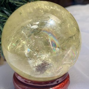 BI CẦU THẠCH ANH VÀNG – Citrine Sphere KL: 0,462 KG; ĐK: 6,9 cm (V26)