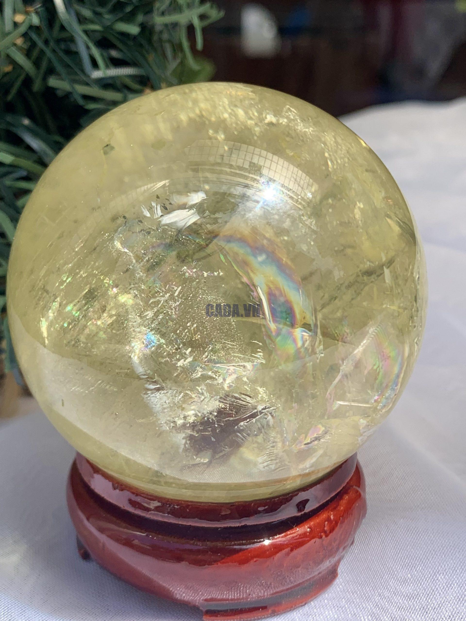 BI CẦU THẠCH ANH VÀNG – Citrine Sphere KL: 0,462 KG; ĐK: 6,9 cm (V26)