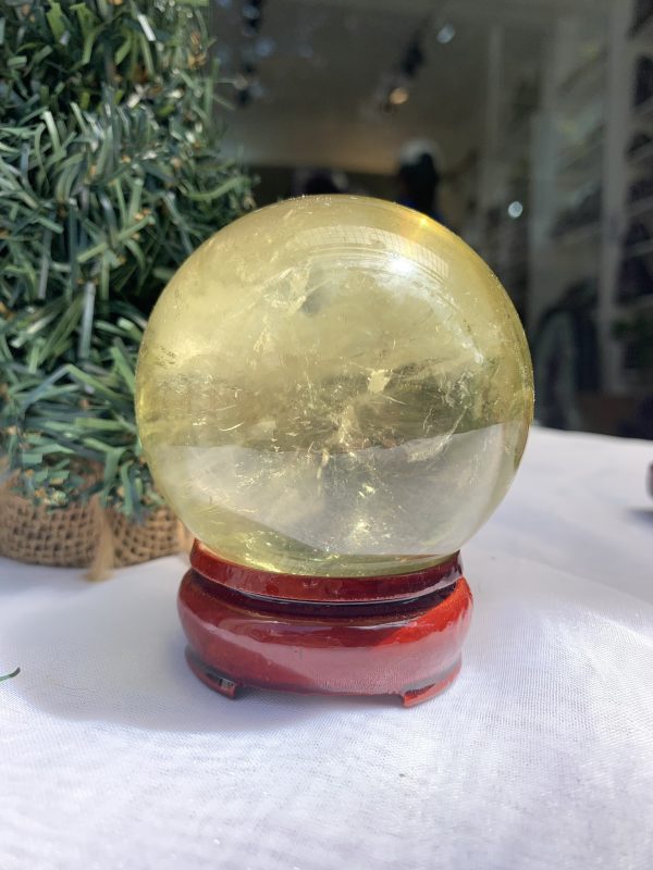 BI CẦU THẠCH ANH VÀNG – Citrine Sphere KL: 0,464 KG; ĐK: 6,9 cm (V25)