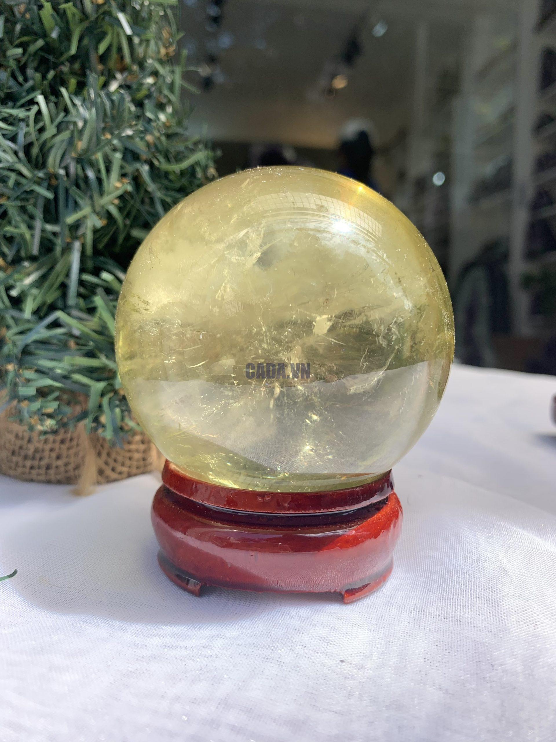 BI CẦU THẠCH ANH VÀNG – Citrine Sphere KL: 0,464 KG; ĐK: 6,9 cm (V25)