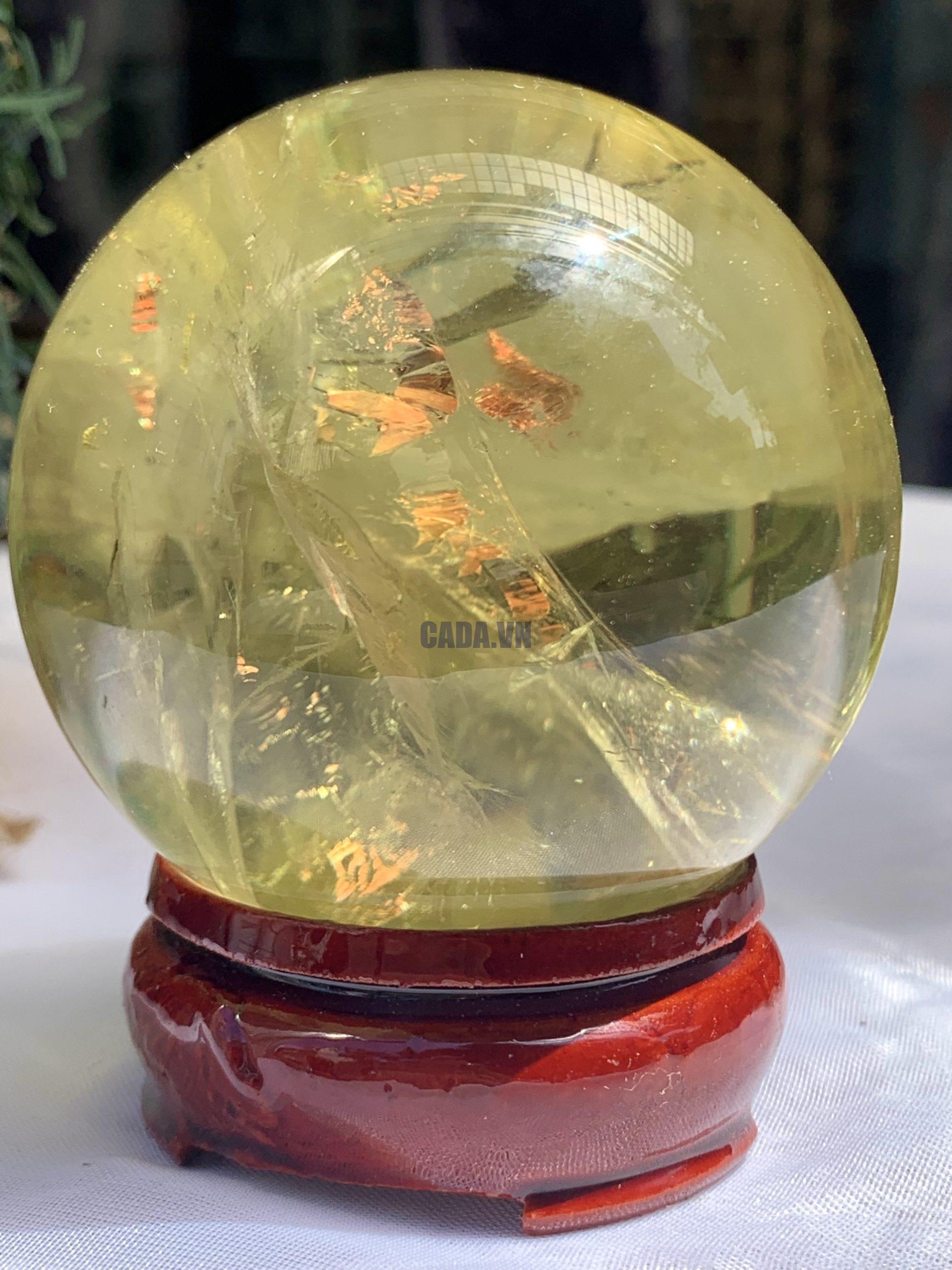 BI CẦU THẠCH ANH VÀNG – Citrine Sphere KL: 0,464 KG; ĐK: 6,9 cm (V25)