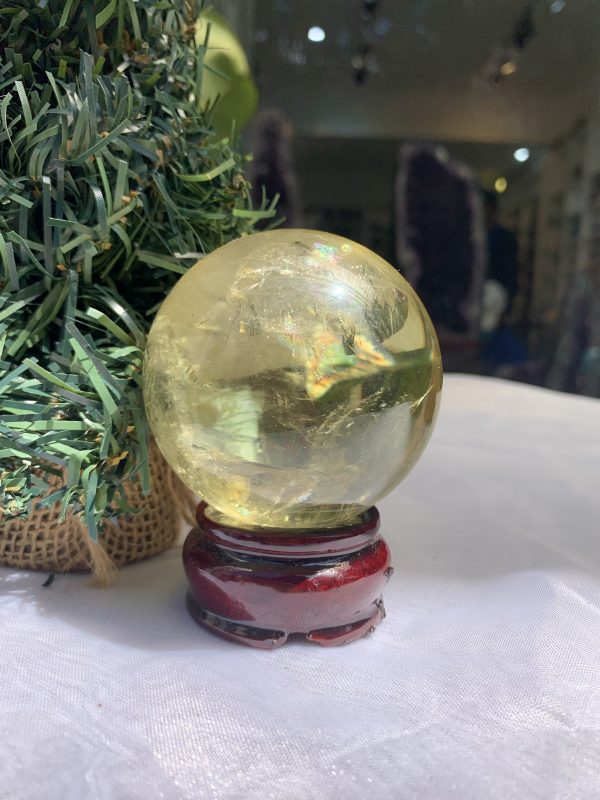 BI CẦU THẠCH ANH VÀNG – Citrine Sphere KL: 0,35 KG; ĐK: 6,3 cm (V24)