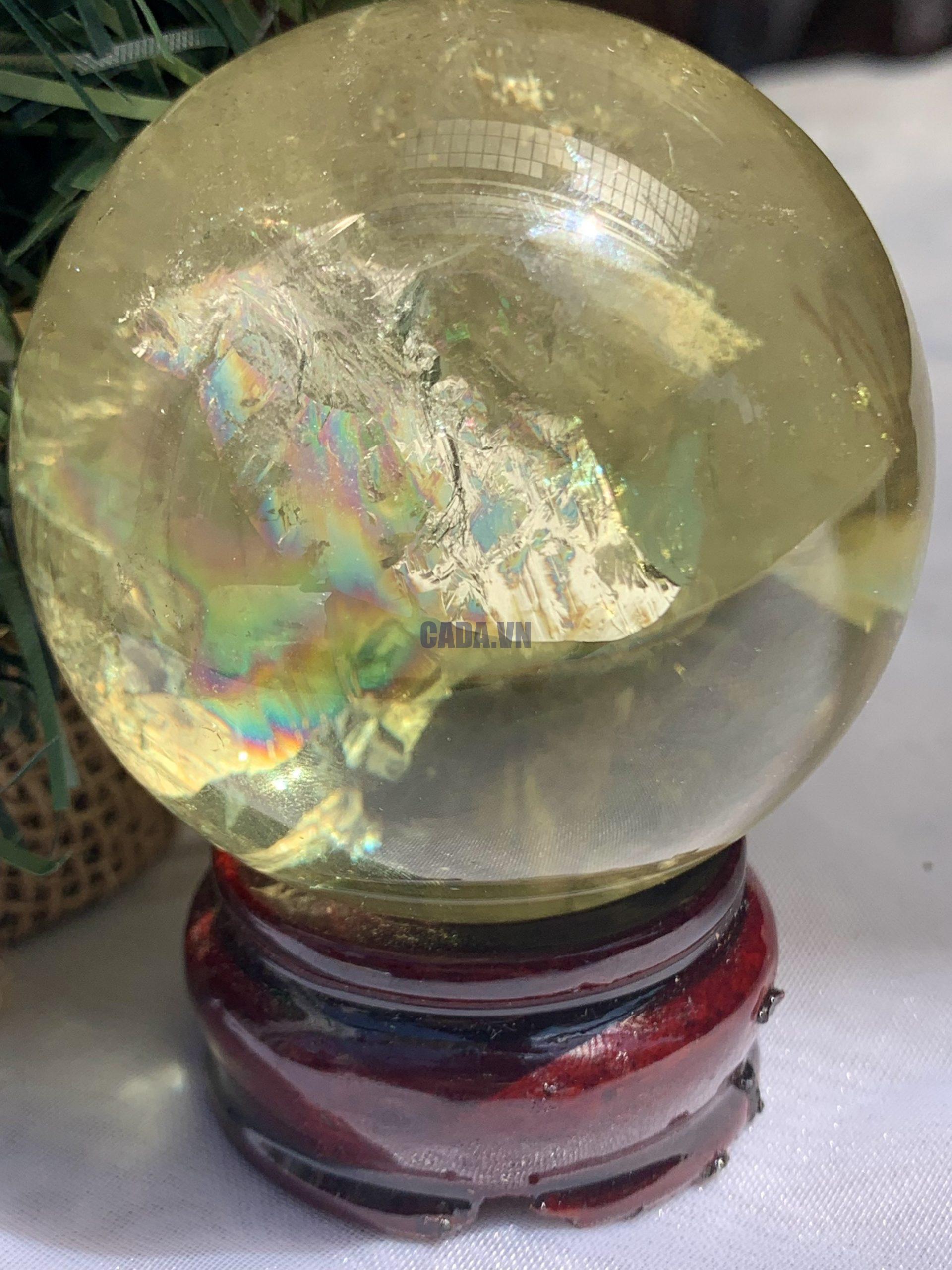 BI CẦU THẠCH ANH VÀNG – Citrine Sphere KL: 0,35 KG; ĐK: 6,3 cm (V24)