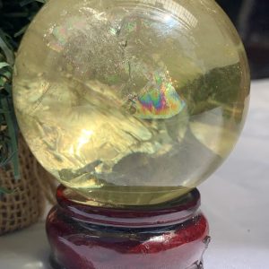 BI CẦU THẠCH ANH VÀNG – Citrine Sphere KL: 0,35 KG; ĐK: 6,3 cm (V24)