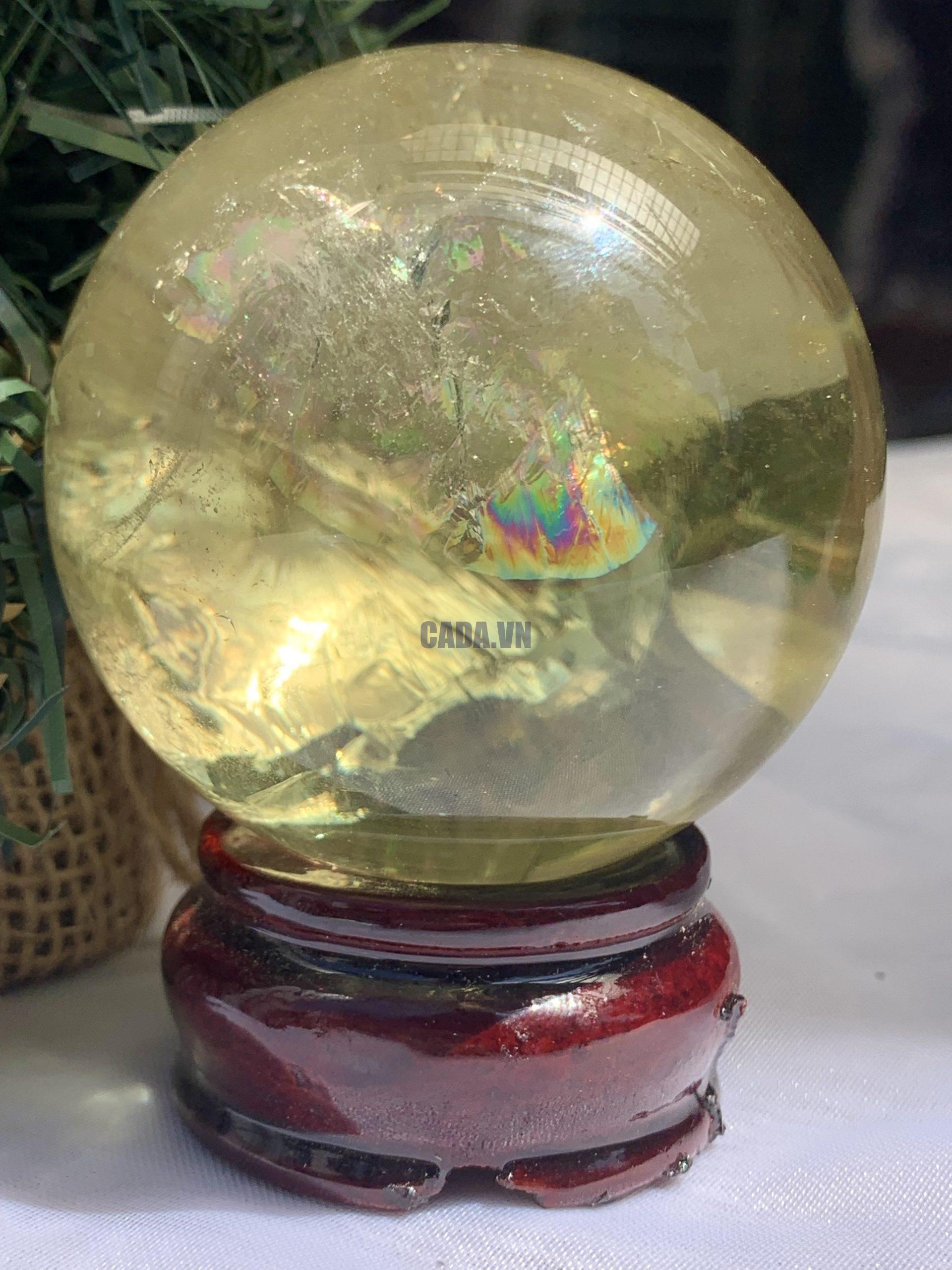 BI CẦU THẠCH ANH VÀNG – Citrine Sphere KL: 0,35 KG; ĐK: 6,3 cm (V24)