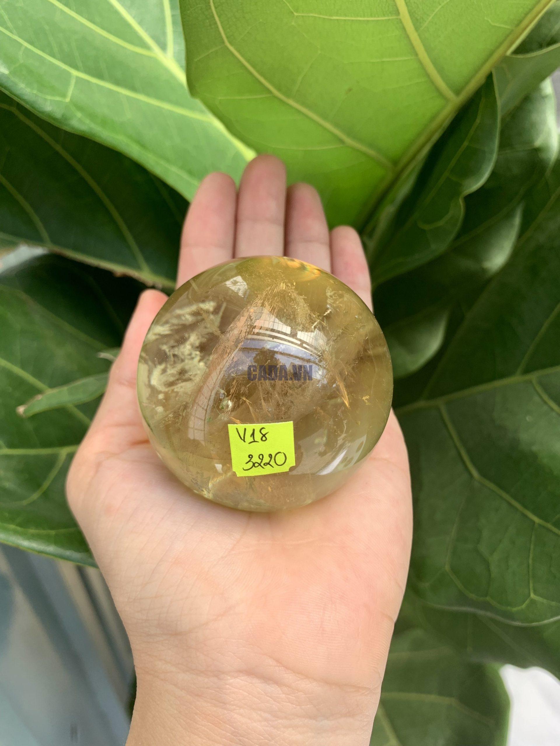 BI CẦU THẠCH ANH VÀNG – Citrine Sphere KL: 0,268 KG; ĐK: 5,7 cm (V18) (Sao chép)