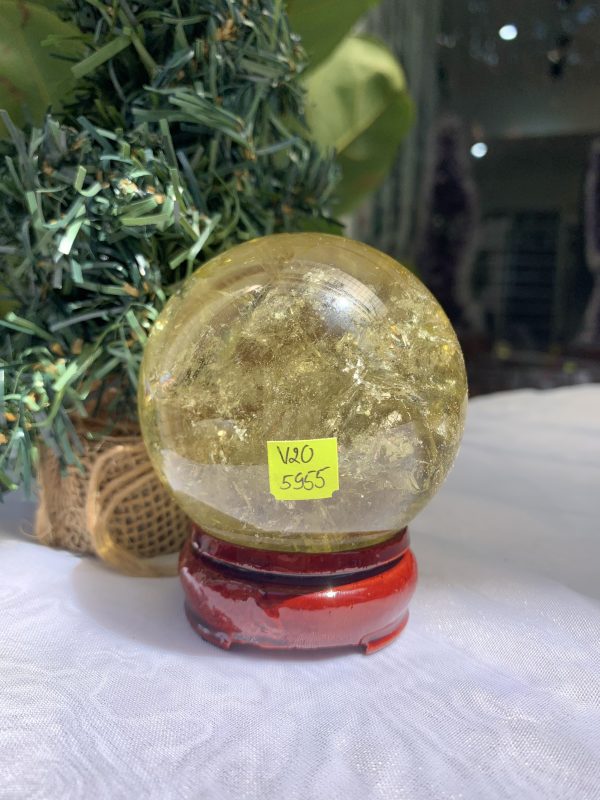 BI CẦU THẠCH ANH VÀNG – Citrine Sphere KL: 0,496 KG; ĐK: 7,1 cm (V20)