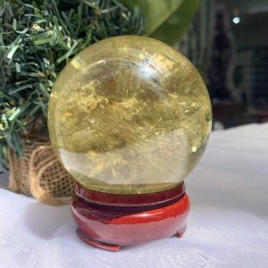 BI CẦU THẠCH ANH VÀNG – Citrine Sphere KL: 0,496 KG; ĐK: 7,1 cm (V20)