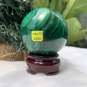 Bi cầu đá Lông Công – Đá Khổng Tước – Malachite Sphere, ĐK: 6.2CM, KL: 0.476 KG (MLC57)