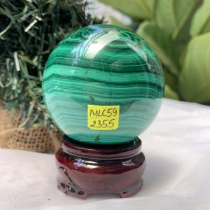 Bi cầu đá Lông Công – Đá Khổng Tước – Malachite Sphere, ĐK: 5.8 CM, KL: 0.392 KG (MLC59)
