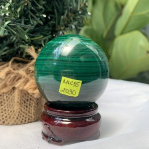 Bi cầu đá Lông Công – Đá Khổng Tước – Malachite Sphere, ĐK: 5.5 CM, KL: 0.348 KG (MLC55)