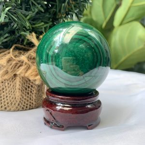 Bi cầu đá Lông Công – Đá Khổng Tước – Malachite Sphere, ĐK: 5.5 CM, KL: 0.348 KG (MLC55)