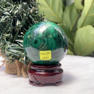 Bi cầu đá Lông Công – Đá Khổng Tước – Malachite Sphere, ĐK: 5.8 CM, KL: 0.392 KG (MLC37)