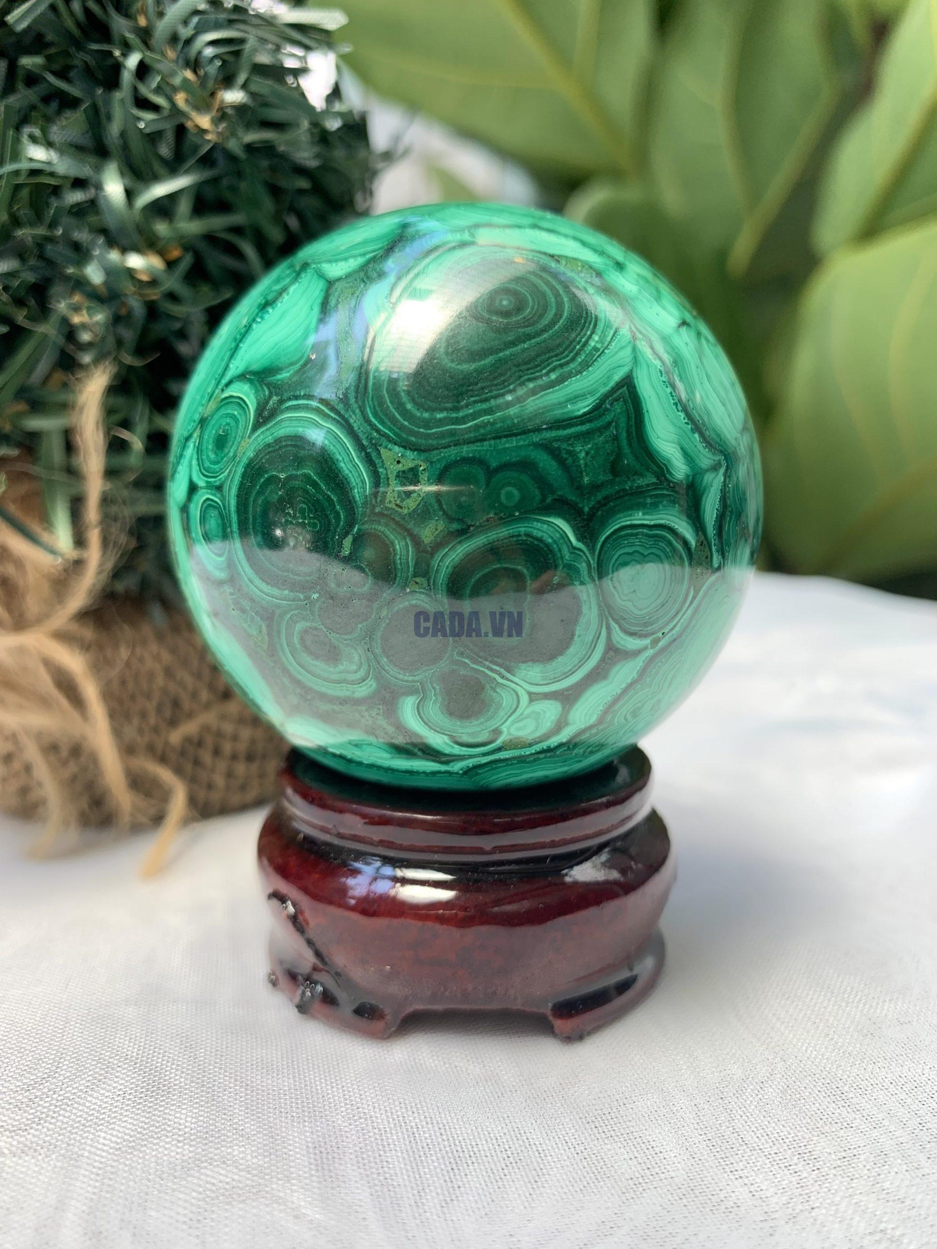 Bi cầu Đá Khổng Tước – Malachite Sphere, ĐK: 6 CM, KL: 0.42 KG (MLC41)