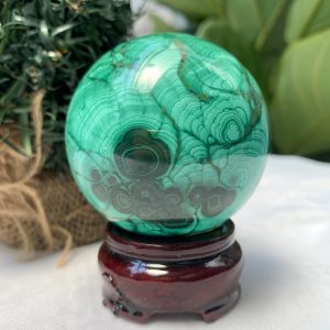 Bi cầu đá Lông Công – Đá Khổng Tước – Malachite Sphere, ĐK: 6 CM, KL: 0.42 KG (MLC41)