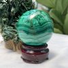 Bi cầu đá Lông Công – Đá Khổng Tước – Malachite Sphere, ĐK: 5.6 CM, KL: 0.348 KG (MLC44)