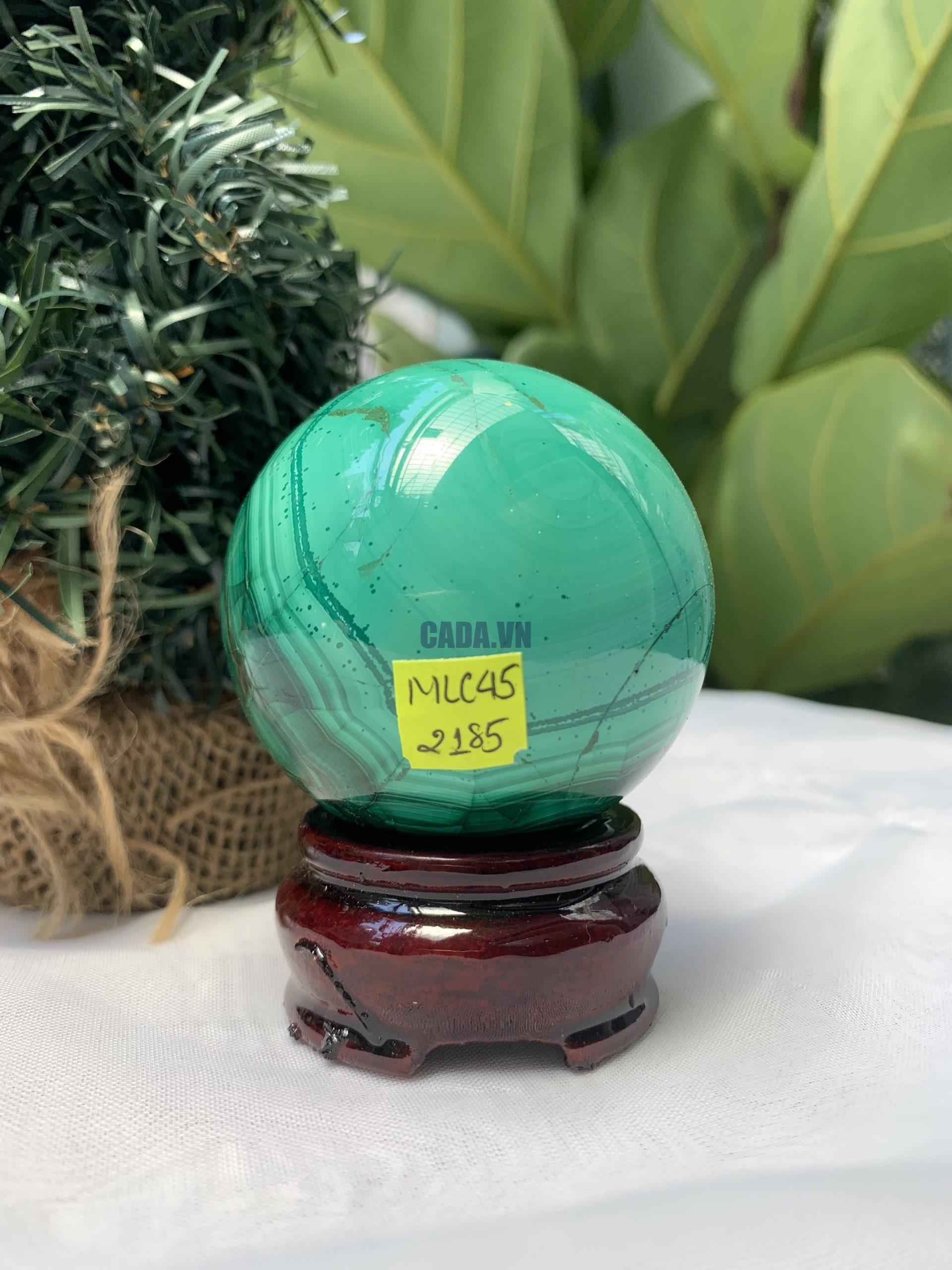 Bi cầu đá Lông Công – Đá Khổng Tước – Malachite Sphere, ĐK: 5.6 CM, KL: 0.364 KG (MLC45) 