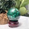 Bi cầu đá Lông Công – Đá Khổng Tước – Malachite Sphere, ĐK: 5.8 CM, KL: 0.39 KG (MLC46)