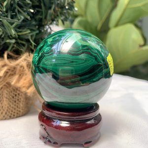Bi cầu đá Lông Công – Đá Khổng Tước – Malachite Sphere, ĐK: 5.5 CM, KL: 0.352 KG (MLC48)