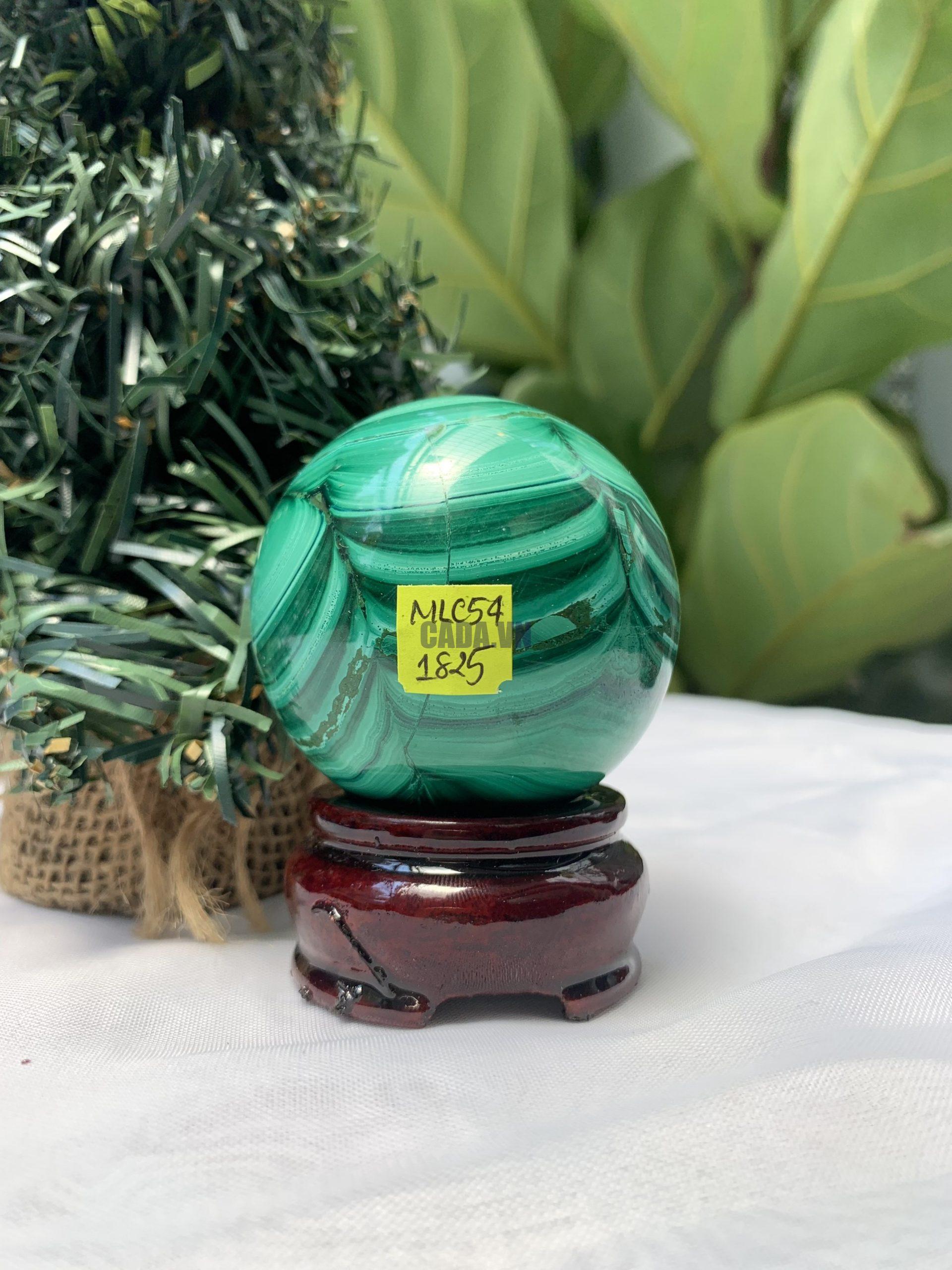 Bi cầu đá Lông Công – Đá Khổng Tước – Malachite Sphere, ĐK: 5.4 CM, KL: 0.304 KG (MLC54)