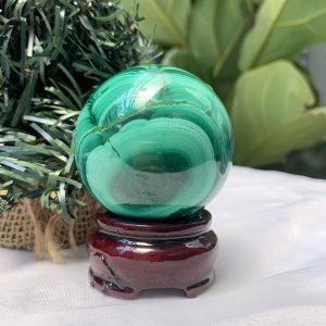 Bi cầu đá Lông Công – Đá Khổng Tước – Malachite Sphere, ĐK: 5.4 CM, KL: 0.304 KG (MLC54)
