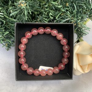 Vòng tay phong thủy đá Thạch Anh Dâu Đỏ – Strawberry Quartz – size 8-10mm – Vòng Đơn | CADA DECOR