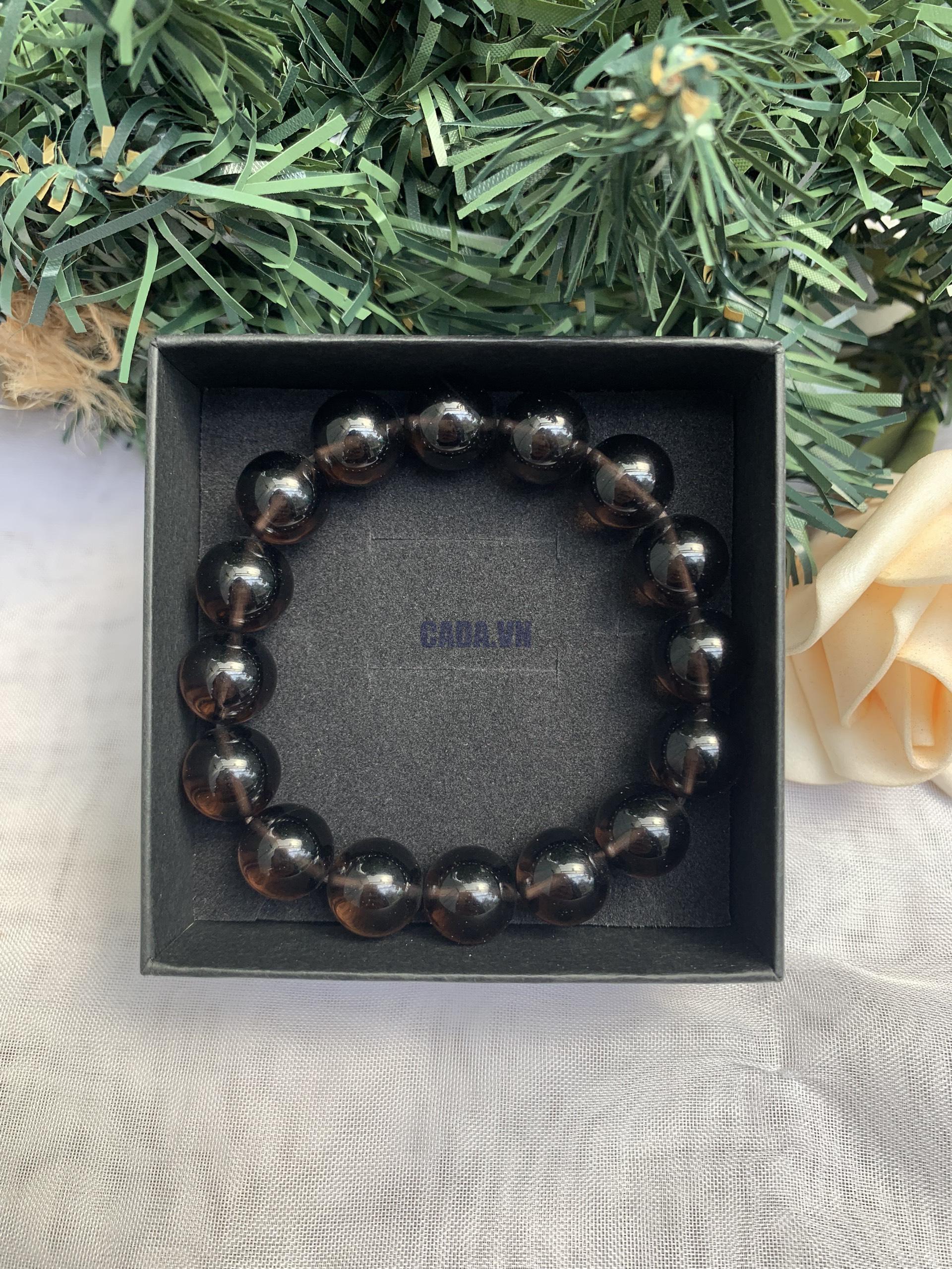 Vòng tay phong thủy đá Thạch Anh Khói – Smoky Quartz – size 8-10-12mm – Vòng Đơn | CADA DECOR