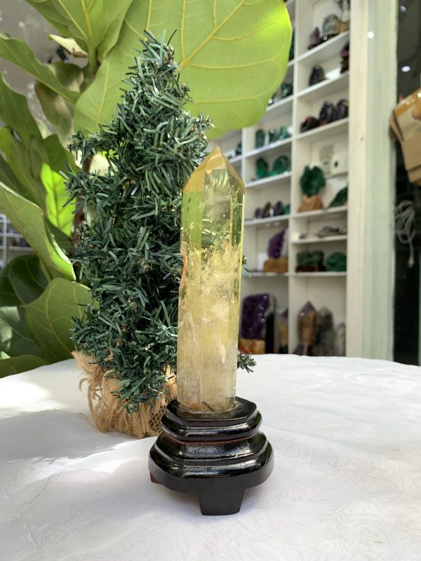 TRỤ THẠCH ANH VÀNG ÁM KHÓI -CITRINE SMOKY QUARTZ POINT- KT: 17,3 x 3,5 CM KL: 0.250 KG (TK25)