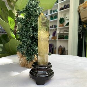 TRỤ THẠCH ANH VÀNG ÁM KHÓI -CITRINE SMOKY QUARTZ POINT- KT: 17,3 x 3,5 CM KL: 0.250 KG (TK25)
