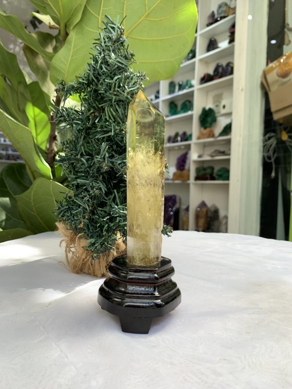 TRỤ THẠCH ANH VÀNG ÁM KHÓI -CITRINE SMOKY QUARTZ POINT- KT: 17,3 x 3,5 CM KL: 0.250 KG (TK25)