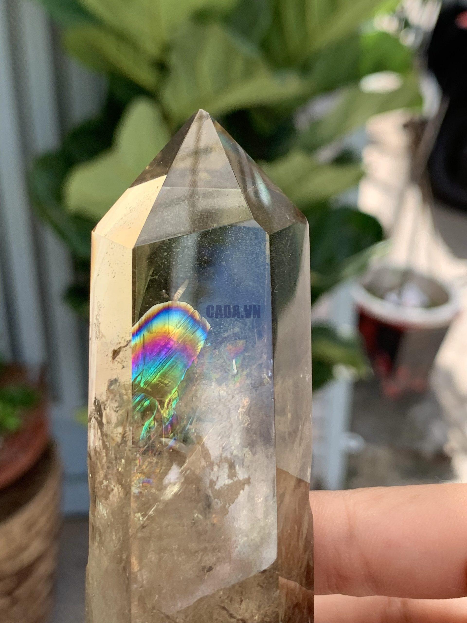 TRỤ THẠCH ANH VÀNG ÁM KHÓI -CITRINE SMOKY QUARTZ POINT- KT: 13,2 x 3,5 CM KL: 0.235 KG (TK26)