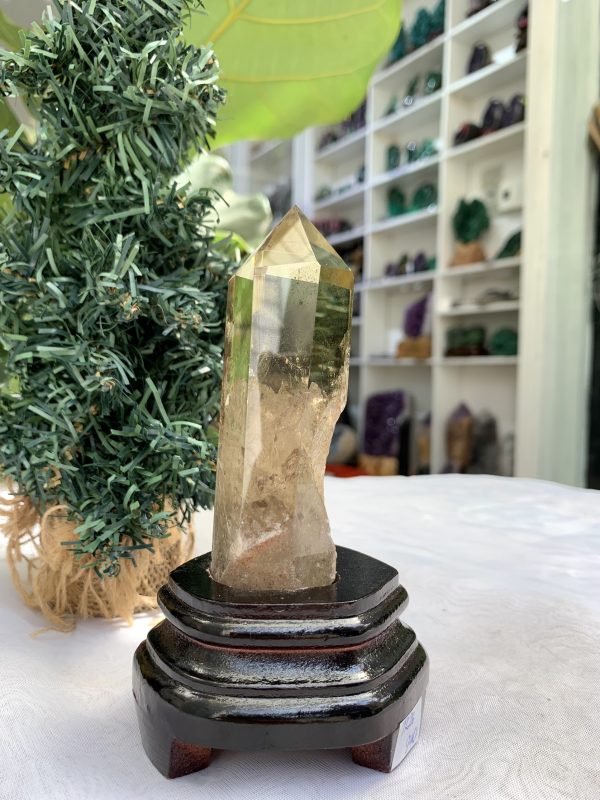 TRỤ THẠCH ANH VÀNG ÁM KHÓI -CITRINE SMOKY QUARTZ POINT- KT: 13,2 x 3,5 CM KL: 0.235 KG (TK26)