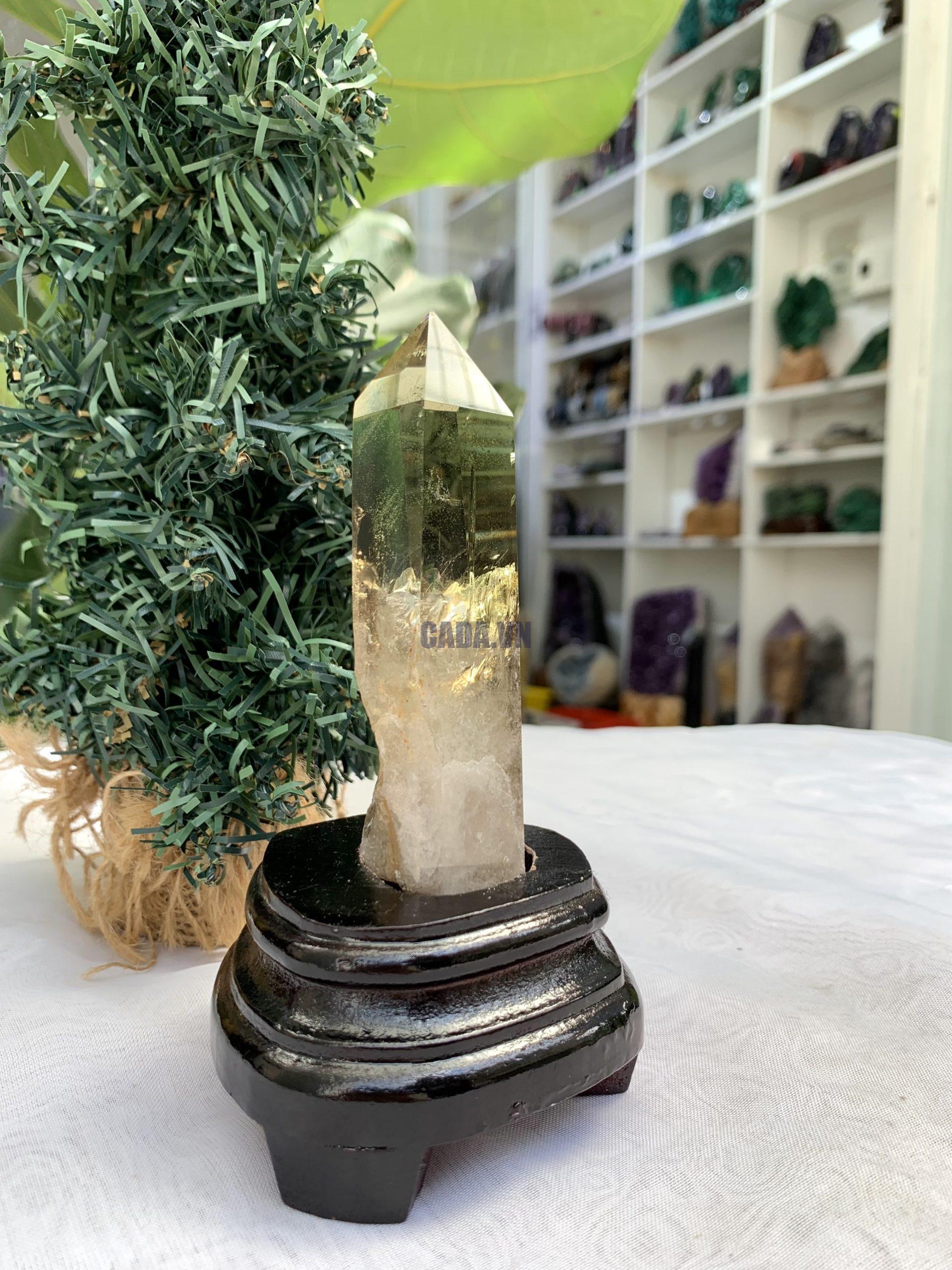 TRỤ THẠCH ANH VÀNG ÁM KHÓI -CITRINE SMOKY QUARTZ POINT- KT: 13,2 x 3,5 CM KL: 0.235 KG (TK26)