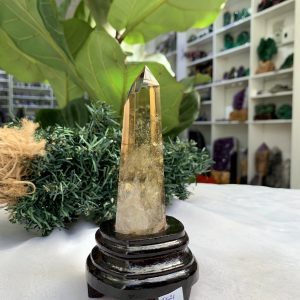 TRỤ THẠCH ANH VÀNG ÁM KHÓI -CITRINE SMOKY QUARTZ POINT- KT: 14,1 x 3,7 CM KL: 0.210 KG (TK21)