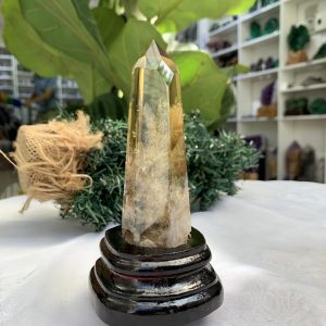 TRỤ THẠCH ANH VÀNG ÁM KHÓI -CITRINE SMOKY QUARTZ POINT- KT: 14,1 x 3,7 CM KL: 0.210 KG (TK21)