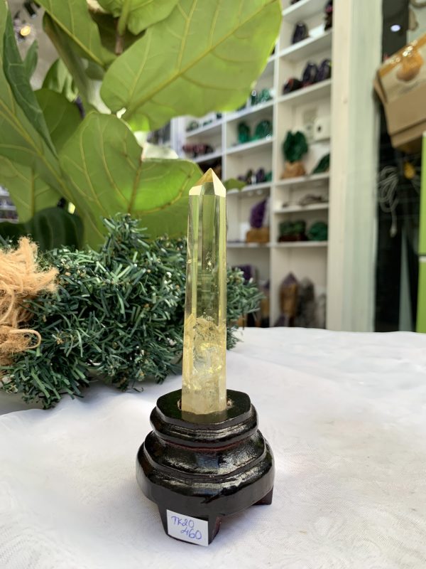 TRỤ THẠCH ANH VÀNG ÁM KHÓI -CITRINE SMOKY QUARTZ POINT- KT: 13,8 x 2,5 CM KL: 0.115 KG (TK20)