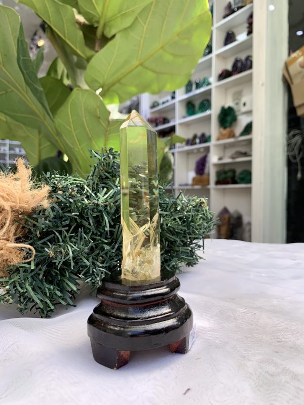 TRỤ THẠCH ANH VÀNG ÁM KHÓI -CITRINE SMOKY QUARTZ POINT- KT: 13,8 x 2,5 CM KL: 0.115 KG (TK20)