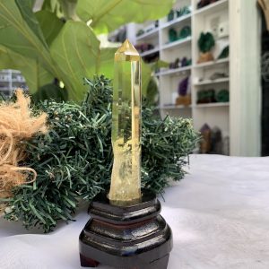 TRỤ THẠCH ANH VÀNG ÁM KHÓI -CITRINE SMOKY QUARTZ POINT- KT: 13,8 x 2,5 CM KL: 0.115 KG (TK20)