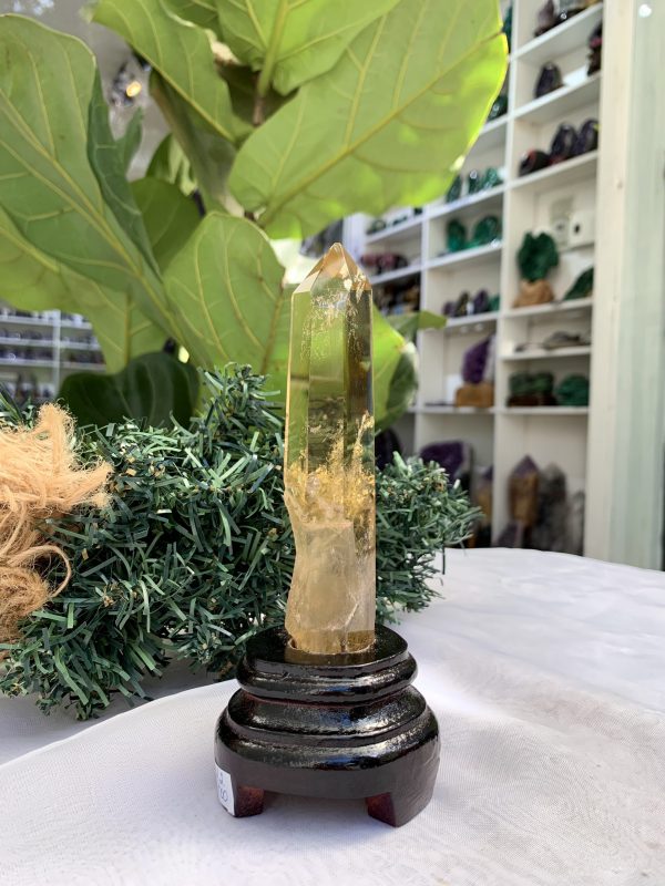 TRỤ THẠCH ANH VÀNG ÁM KHÓI -CITRINE SMOKY QUARTZ POINT- KT: 15,8 x 3 CM KL: 0.175 KG (TK22)