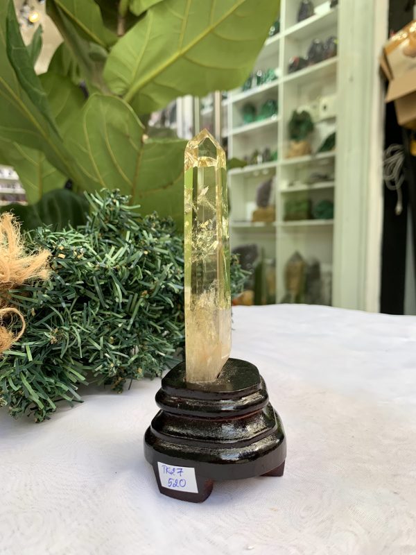 TRỤ THẠCH ANH VÀNG ÁM KHÓI -CITRINE SMOKY QUARTZ POINT- KT: 14,5 x 3 CM KL: 0.130 KG (TK27)