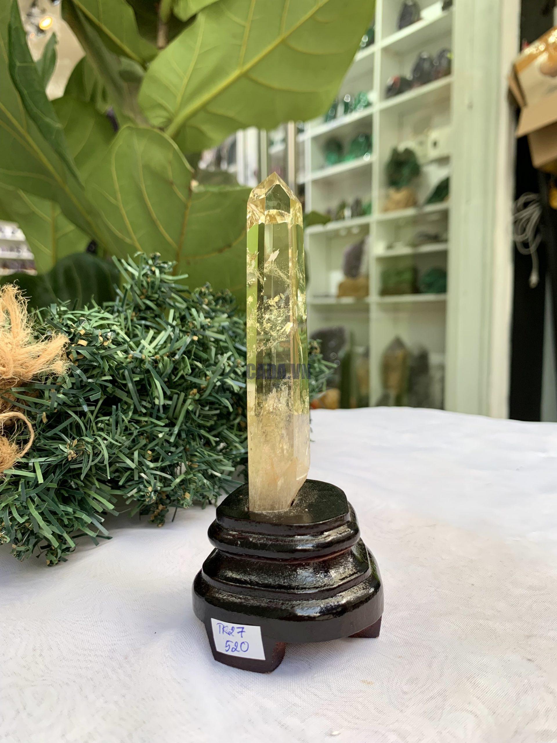 TRỤ THẠCH ANH VÀNG ÁM KHÓI -CITRINE SMOKY QUARTZ POINT- KT: 14,5 x 3 CM KL: 0.130 KG (TK27)