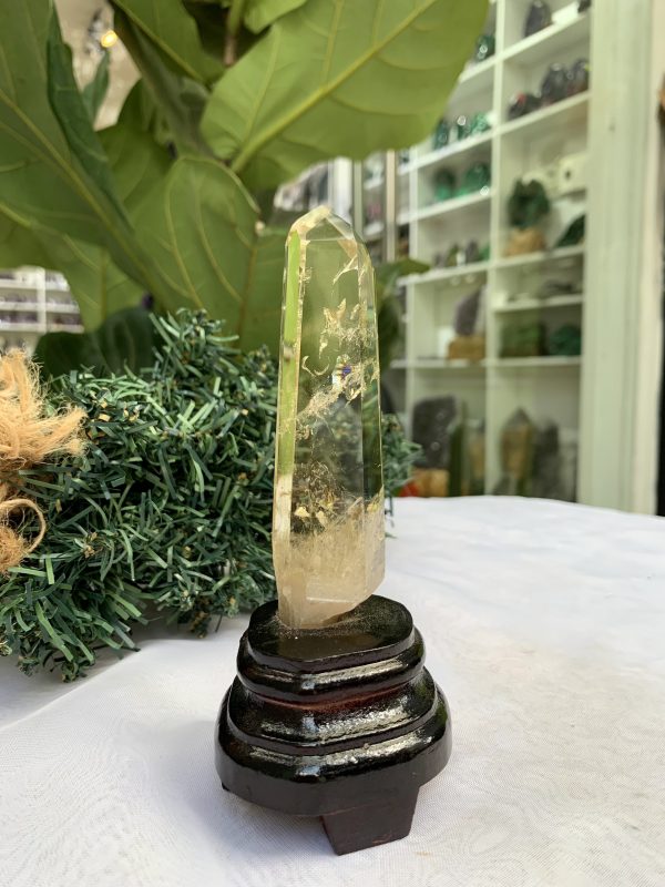 TRỤ THẠCH ANH VÀNG ÁM KHÓI -CITRINE SMOKY QUARTZ POINT- KT: 14,5 x 3 CM KL: 0.130 KG (TK27)